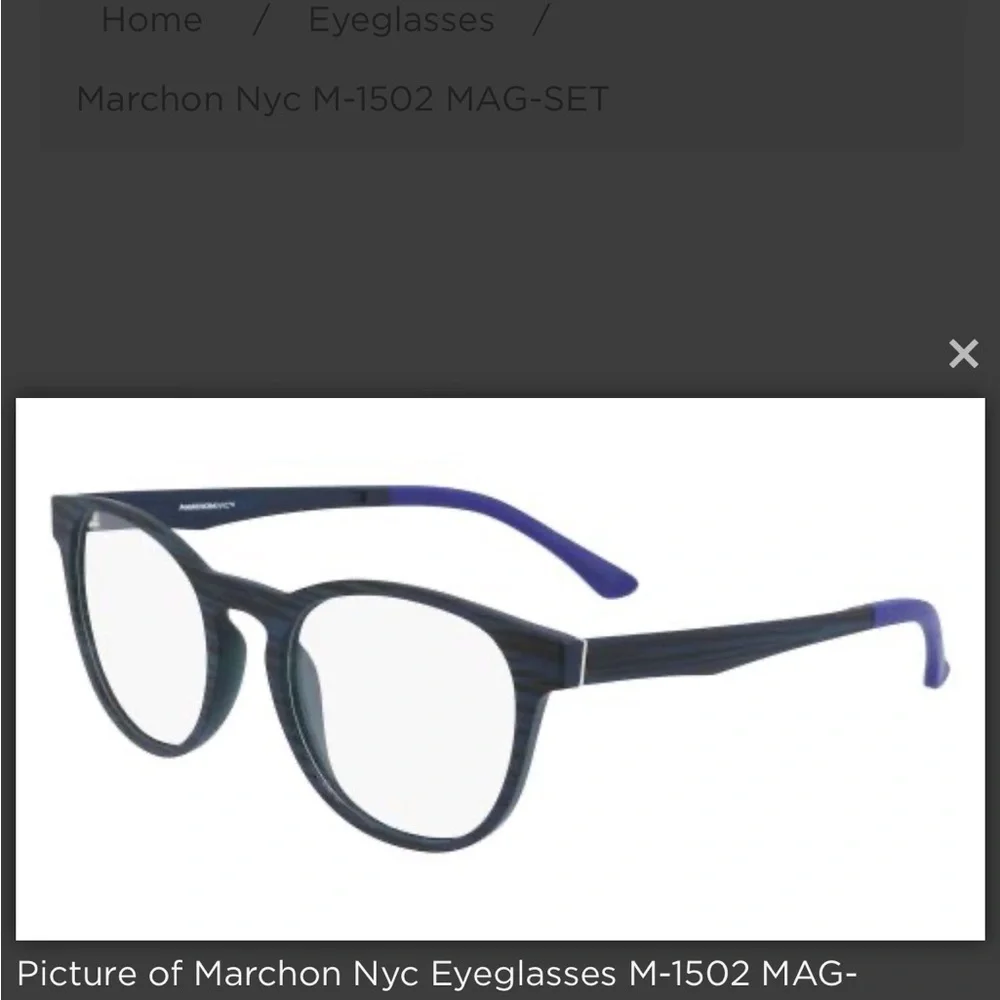 Women’s Marchon NYC Eyeglasses frame M 1502 Matte Navy Horn - Picture 2 of 7